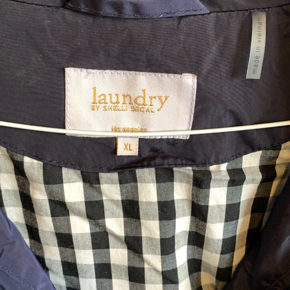 Women's Raincoat, knee length, LAUNDRY, Blue with cotton lining, L, hood - Picture 2 of 5